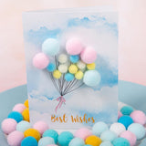Max 1Pcs Creative Pompom Ball Balloon Paper Greeting Card for Wedding Birthday