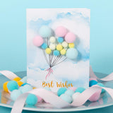Max 1Pcs Creative Pompom Ball Balloon Paper Greeting Card for Wedding Birthday