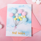 Max 1Pcs Creative Pompom Ball Balloon Paper Greeting Card for Wedding Birthday