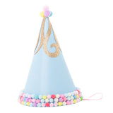 Max Shiny Hairball Birthday Party Hat with Pom pom Ball for Kid Adult Blue