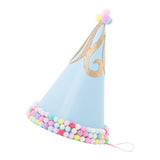 Max Shiny Hairball Birthday Party Hat with Pom pom Ball for Kid Adult Blue