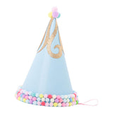 Max Shiny Hairball Birthday Party Hat with Pom pom Ball for Kid Adult Blue