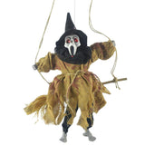 Max Broom Witch Ghost with Light and Creepy Sound Halloween Prop Decor Khaki