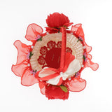 Maxbell Rattan Lace Peal Wedding Basket Flower Crystal Basket Party Decors Red