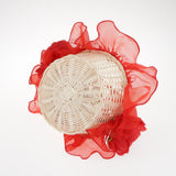 Maxbell Rattan Lace Peal Wedding Basket Flower Crystal Basket Party Decors Red