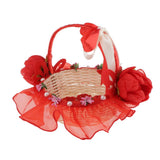 Maxbell Rattan Lace Peal Wedding Basket Flower Crystal Basket Party Decors Red