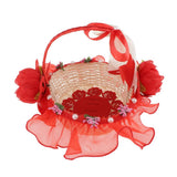 Maxbell Rattan Lace Peal Wedding Basket Flower Crystal Basket Party Decors Red
