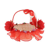 Maxbell Rattan Lace Peal Wedding Basket Flower Crystal Basket Party Decors Red