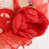 Maxbell Rattan Lace Peal Wedding Basket Flower Crystal Basket Party Decors Red
