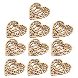 Maxbell 10Piece Plain Blank Hollow Heart Wooden Shaped Wood Pieces Hanging Tag Craft