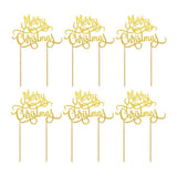 Max 6Pcs Cake Topper Merry Christmas Cupcake Toppers Picks Food Pick Sticks