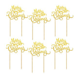 Max 6Pcs Cake Topper Merry Christmas Cupcake Toppers Picks Food Pick Sticks
