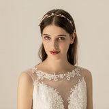 Max Elegant Bridal Pearls Beads Crown Headband Party Flower Hair Band Headwear