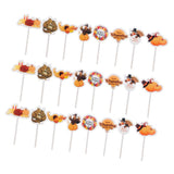 Max 24pcs Thanksgiving Cupcake Toppers Paper Cake Picks Food Decor Christmas