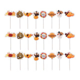 Max 24pcs Thanksgiving Cupcake Toppers Paper Cake Picks Food Decor Christmas