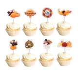 Max 24pcs Thanksgiving Cupcake Toppers Paper Cake Picks Food Decor Christmas