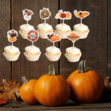 Max 48Set Thanksgiving Cupcake Toppers Cake Picks Cake Decoration Party Favor