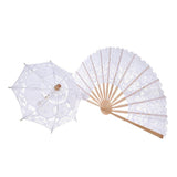 Max Chinese Style Folding Fan Umbrella Set Retro Wedding Decoration white