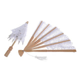 Max Chinese Style Folding Fan Umbrella Set Retro Wedding Decoration white
