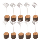 Max 10Pack Rustic Card Holders Table Number Stands Wooden Base Memo Note Clip