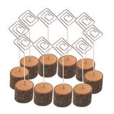 Max 10Pack Rustic Card Holders Table Number Stands Wooden Base Memo Note Clip