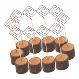 Max 10Pack Rustic Card Holders Table Number Stands Wooden Base Memo Note Clip