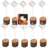 Max 10Pack Rustic Card Holders Table Number Stands Wooden Base Memo Note Clip