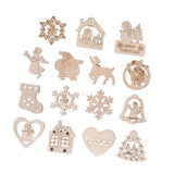 Max 15 Pieces Assorted Wooden Christmas Tree Hanging Decoration Xmas Ornaments