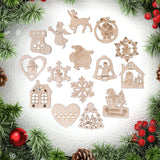 Max 15 Pieces Assorted Wooden Christmas Tree Hanging Decoration Xmas Ornaments
