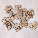 Max 15 Pieces Assorted Wooden Christmas Tree Hanging Decoration Xmas Ornaments