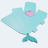 Max 20pcs Creative Triangle Cone Mermaid Bowknot Candy Boxes Party Favor Blue 2
