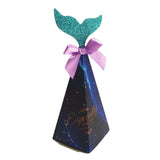 Max 20pcs Creative Triangle Cone Mermaid Candy Boxes Party Favor Dark Blue