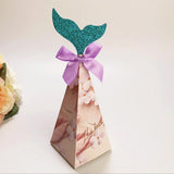 Max 20pcs Creative Triangle Cone Mermaid Candy Boxes Party Favor Five-leaf Grass