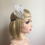 Max Women's Flapper Headband Feather Rhinestone 1920s Headpiece Hair Jewelry