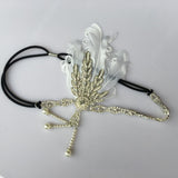 Max Women's Flapper Headband Feather Rhinestone 1920s Headpiece Hair Jewelry