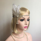 Max Women's Flapper Headband Feather Rhinestone 1920s Headpiece Hair Jewelry