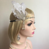 Max Women's Flapper Headband Feather Rhinestone 1920s Headpiece Hair Jewelry