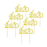 Max 6pcs Sparkling Cake Toppers Cupcake Picks Christmas New Year Cake Decoration