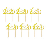 Max 6pcs Sparkling Cake Toppers Cupcake Picks Christmas New Year Cake Decoration