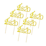 Max 6pcs Sparkling Cake Toppers Cupcake Picks Christmas New Year Cake Decoration