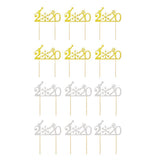 Max 6pcs Sparkling Cake Toppers Cupcake Picks Christmas New Year Cake Decoration