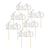 Max 6pcs 2020 Snowflake Cake Toppers Cupcake Picks Christmas Party Decor Silver