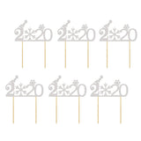Max 6pcs 2020 Snowflake Cake Toppers Cupcake Picks Christmas Party Decor Silver