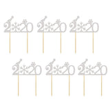 Max 6pcs 2020 Snowflake Cake Toppers Cupcake Picks Christmas Party Decor Silver