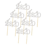 Max 6pcs 2020 Snowflake Cake Toppers Cupcake Picks Christmas Party Decor Silver