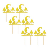 Max 6pcs Glitter 2020 Moon Tree Shape Cake Topper Christmas Party Decor Golden