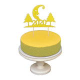 Max 6pcs Glitter 2020 Moon Tree Shape Cake Topper Christmas Party Decor Golden