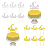 Max 6pcs Glitter 2020 Moon Tree Shape Cake Topper Christmas Party Decor Golden