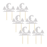 Max 6pcs Glitter 2020 Moon Tree Shape Cake Topper Christmas Party Decor Silver