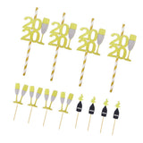 Max 12x Cake Topper 2020 Straws Goblet Cupcake Toppers Picks Sticks DIY Decor